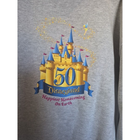 Disneyland Resort 50th Anniversary Zip Grey Adult Hoodie Medium Disneyana DISNEY - Picture 5 of 5